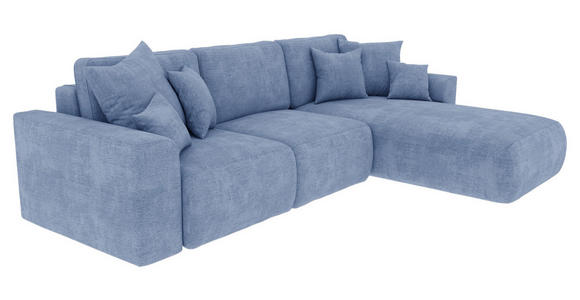 ECKSOFA Hellblau Samt  - Chromfarben/Hellblau, KONVENTIONELL, Kunststoff/Textil (293/195cm) - Carryhome