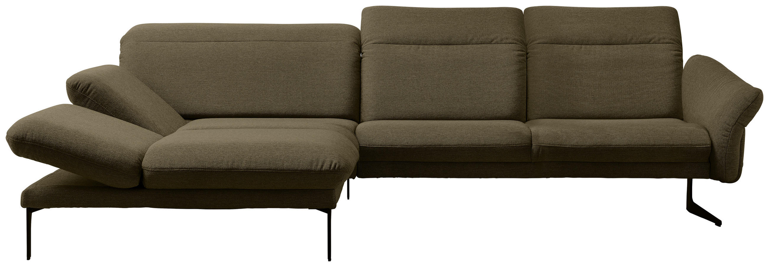 ECKSOFA in Webstoff Dunkelgrün  - Dunkelgrün/Anthrazit, Design, Textil/Metall (203/299cm) - Himolla