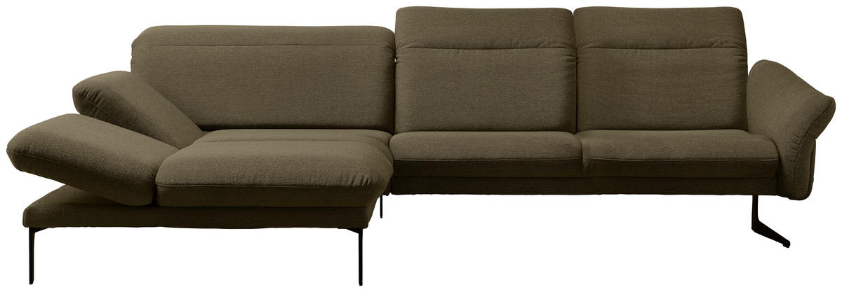 ECKSOFA in Webstoff Dunkelgrün  - Dunkelgrün/Anthrazit, Design, Textil/Metall (203/299cm) - Himolla