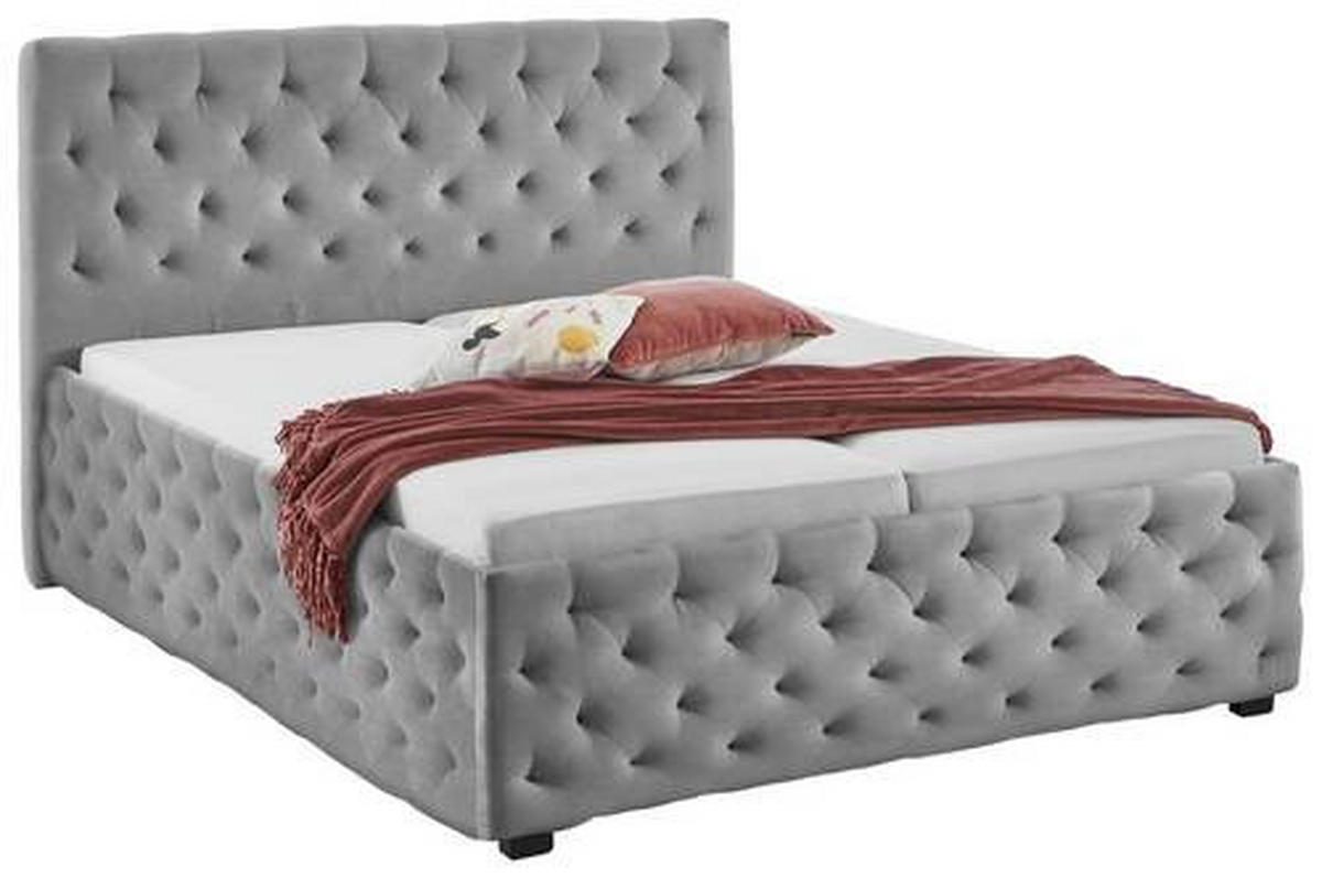 Polsterbett 180x200 cm 180/200 cm  in Hellgrau  - Hellgrau/Schwarz, Basics, Kunststoff/Textil (180/200cm) - Livetastic