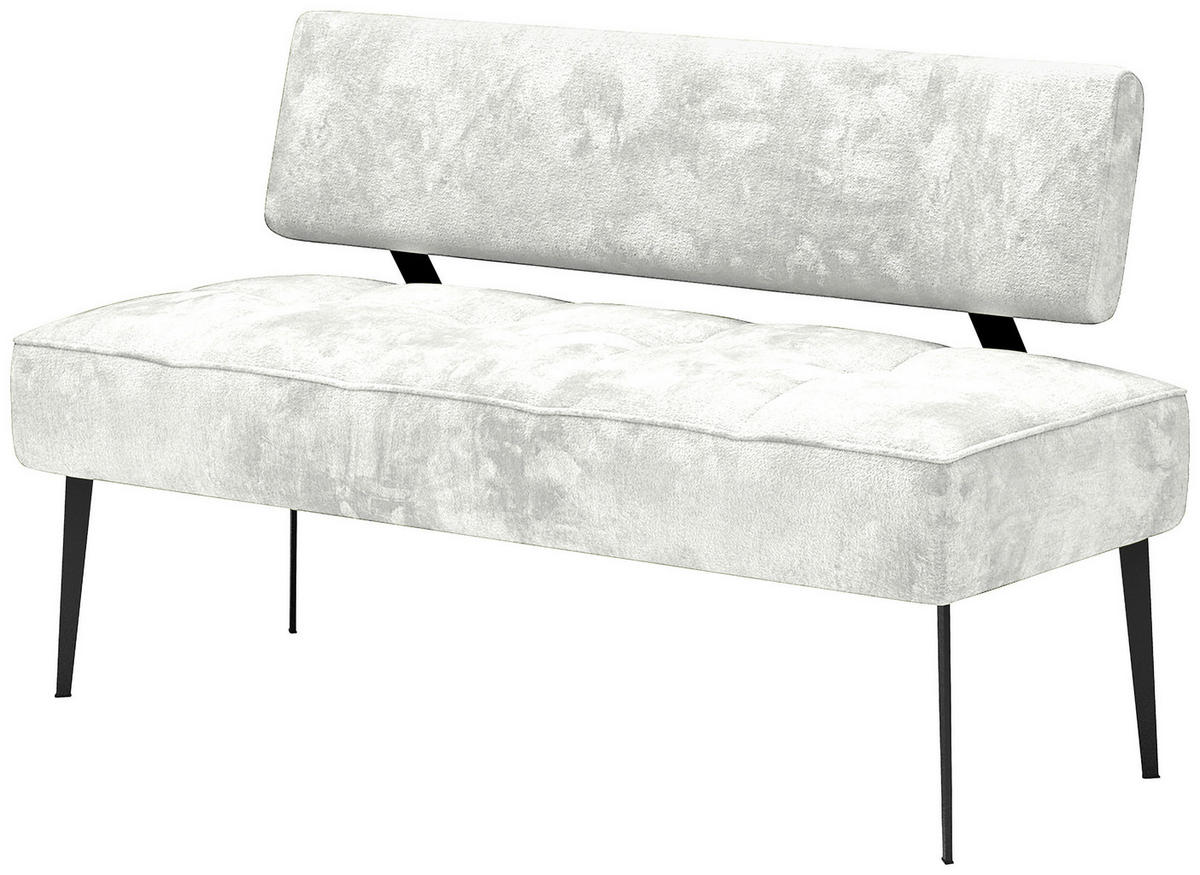 SITZBANK 162/90/65 cm Webstoff Weiß Metall  - Schwarz/Weiß, MODERN, Textil/Metall (162/90/65cm) - Welnova