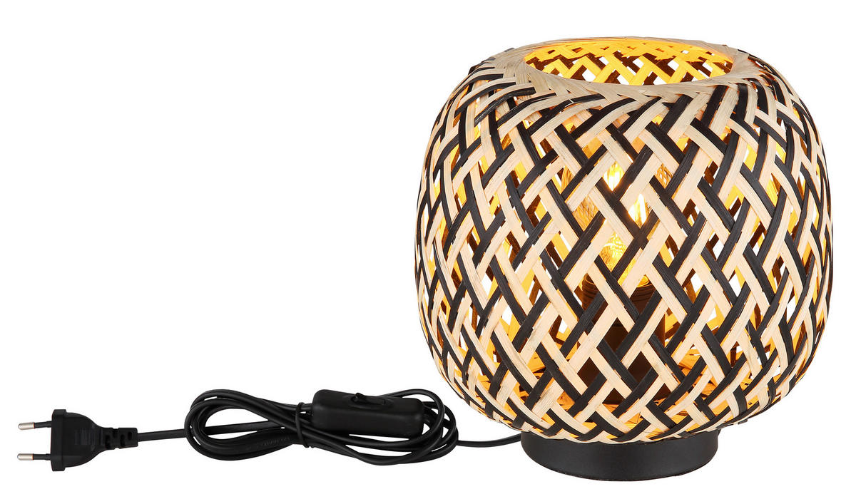 TISCHLEUCHTE 20/19,5 cm   - Schwarz/Naturfarben, Natur, Naturmaterialien/Kunststoff (20/19,5cm) - Globo