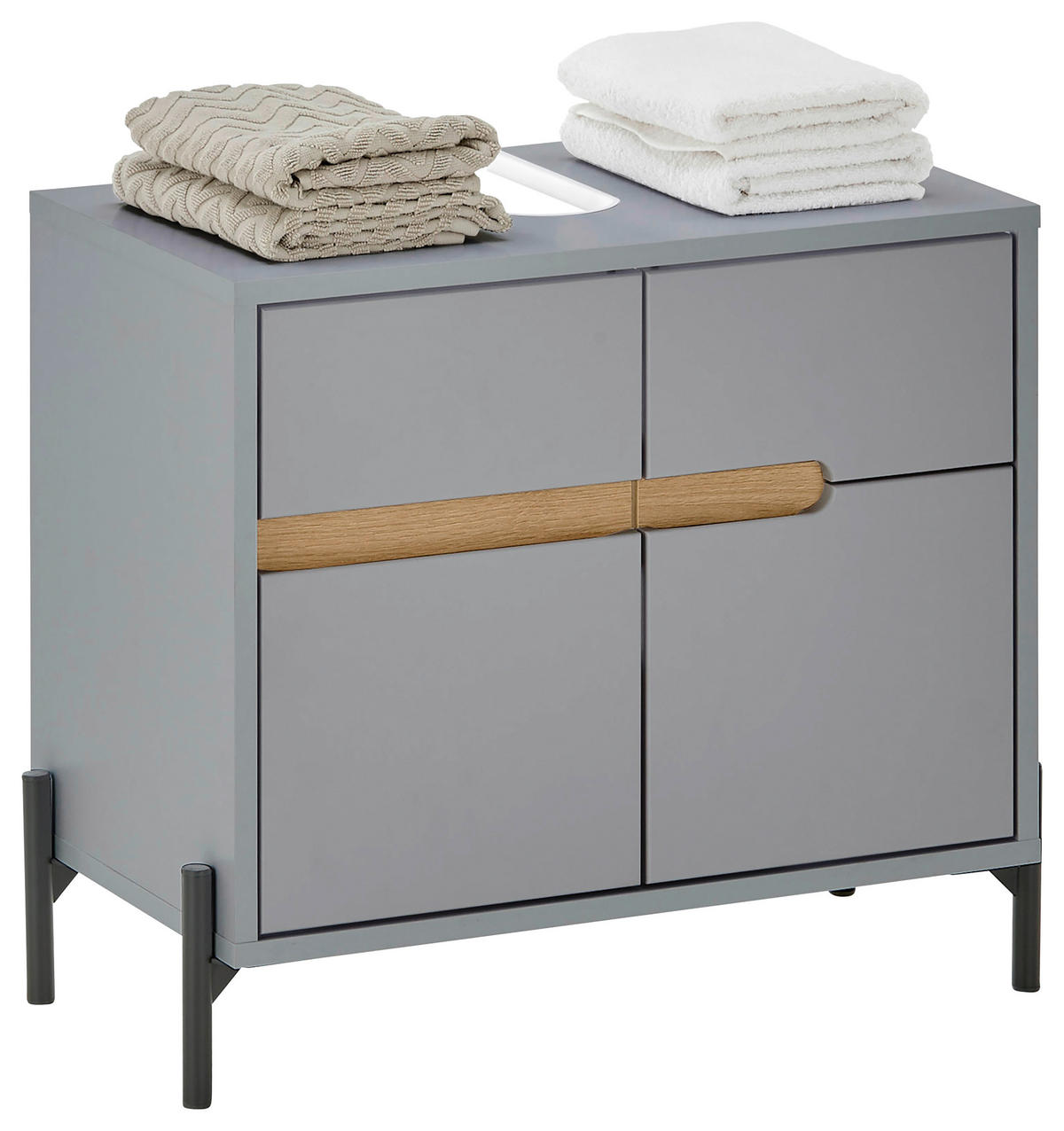 WASCHBECKENUNTERSCHRANK 60/55/35 cm  - Eichefarben/Hellgrau, Basics, Holzwerkstoff/Metall (60/55/35cm) - MID.YOU