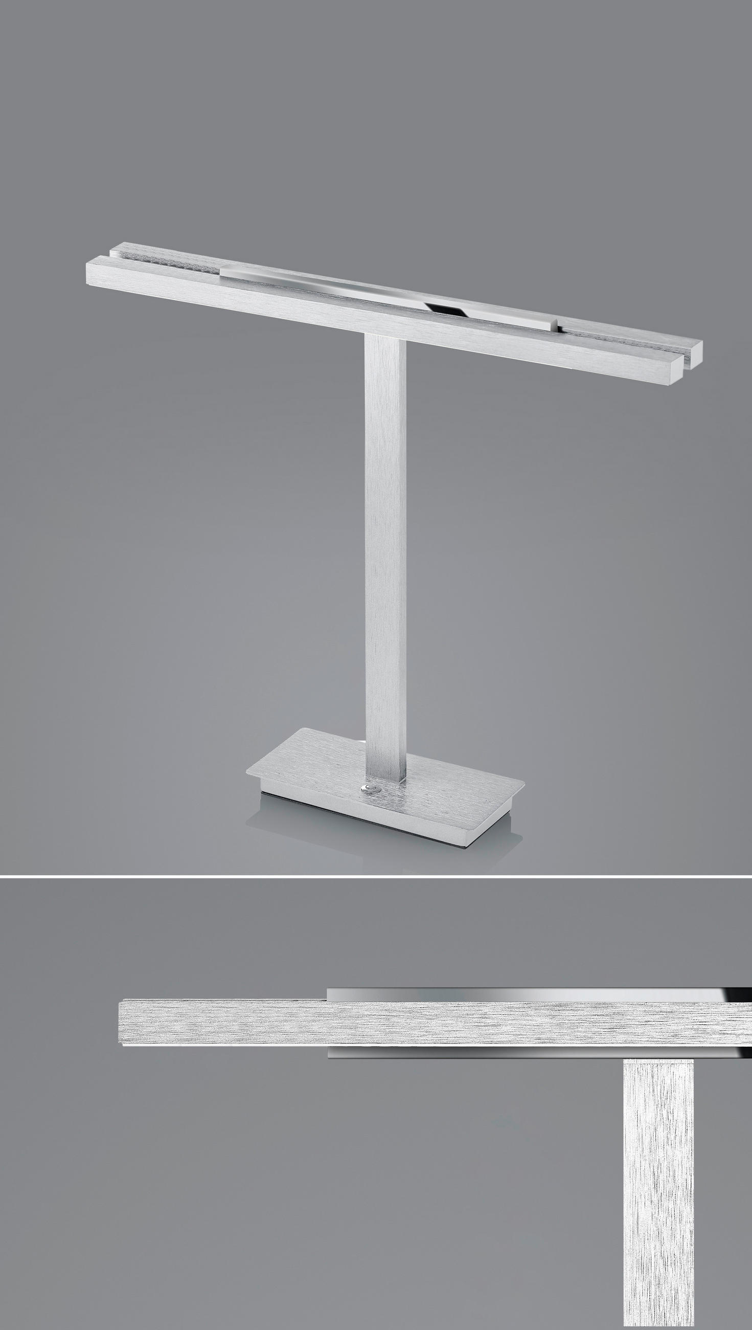 LED-TISCHLEUCHTE - Nickelfarben, Design, Metall (40.5/9.5/40cm) - Hell