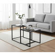 BEISTELLTISCHSET quadratisch Grau, Schwarz  - Schwarz/Grau, Design, Glas/Metall (40-45/40-45/40-50cm) - Carryhome
