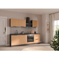 KÜCHENLEERBLOCK 240 cm   in Graphitfarben, Eichefarben  - Eichefarben/Schwarz, Lifestyle, Holzwerkstoff/Metall (240cm) - Held