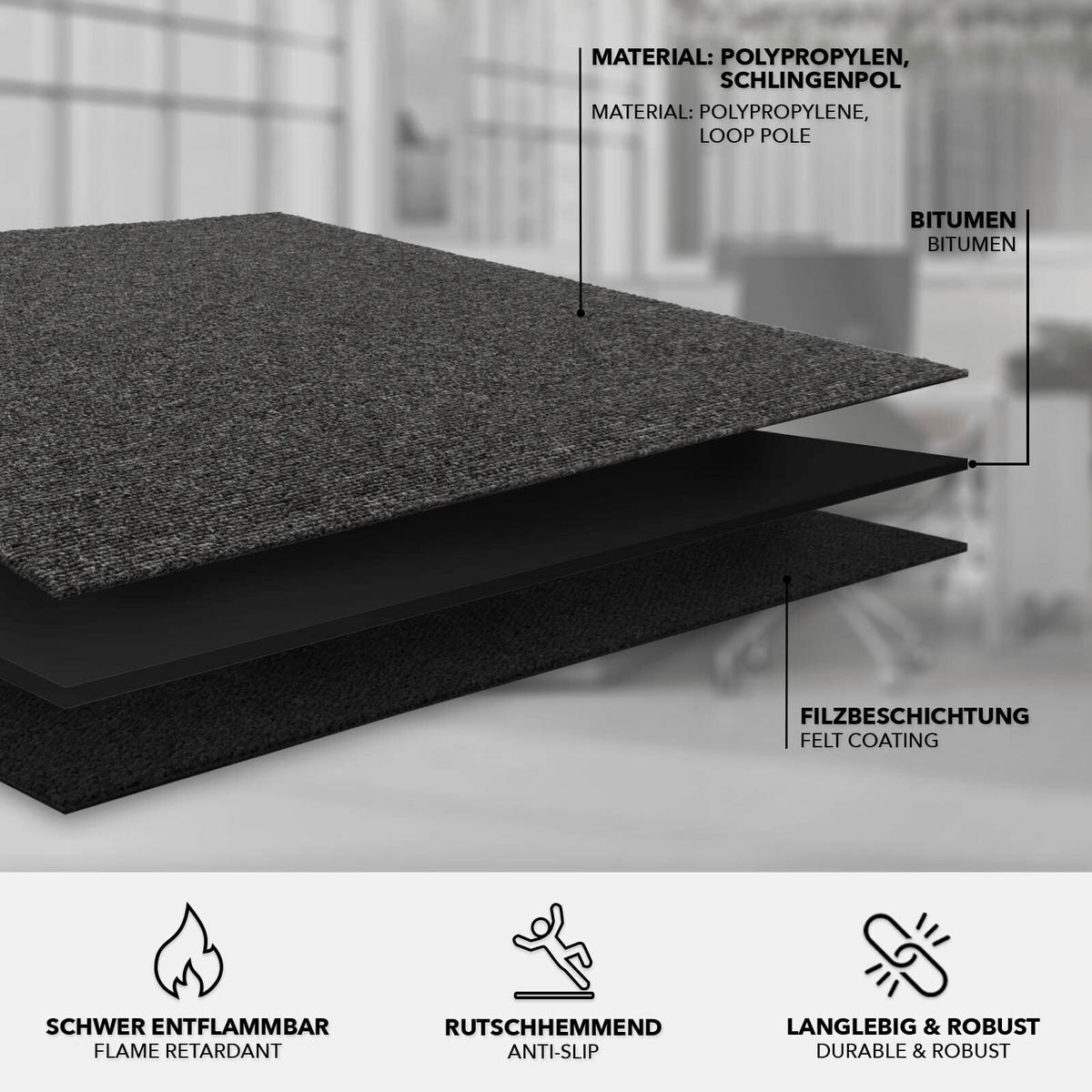 TEPPICHFLIESE - Dunkelgrau, Basics, Textil (50/50cm) - Esposa