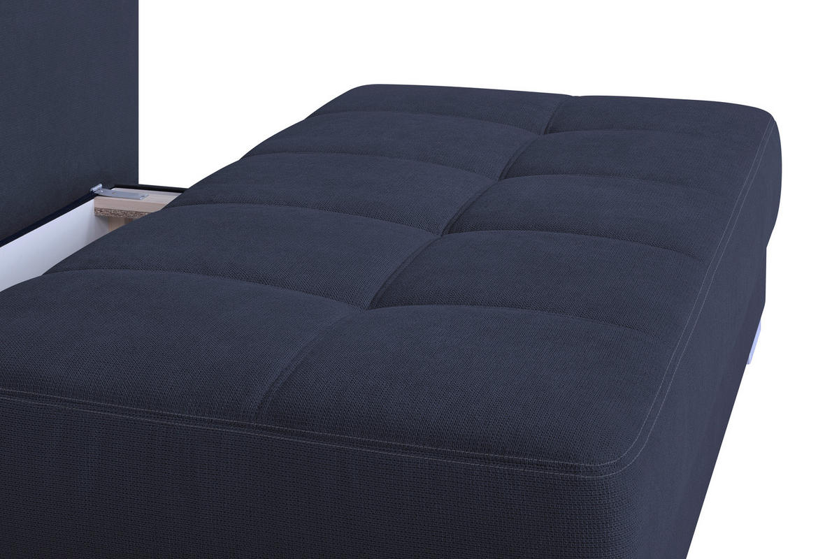 SCHLAFSOFA  mit Webstoff Dunkelblau  - Chromfarben/Schwarz, Design, Kunststoff/Textil (200/90/110cm) - P & B