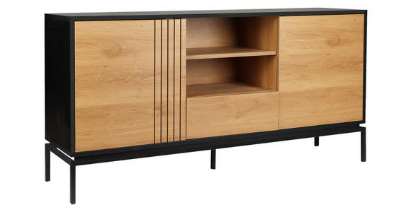 SIDEBOARD Naturfarben, Schwarz  - Schwarz/Naturfarben, Design, Holzwerkstoff (160/80/40cm) - Xora