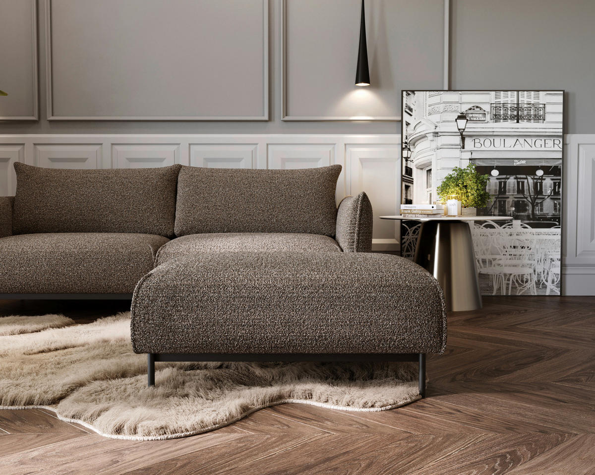 HOCKER in Textil Dunkelbraun, Schwarz  - Dunkelbraun/Schwarz, Design, Textil/Metall (100/42/97cm) - Livetastic