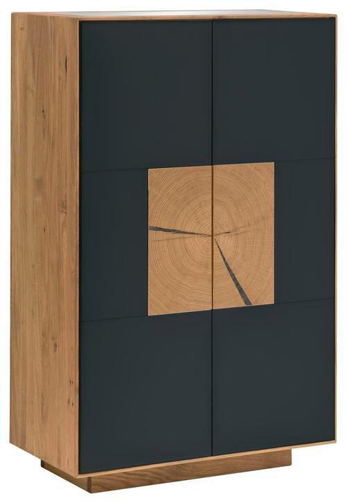SCHUHSCHRANK Asteiche massiv Anthrazit, Eichefarben - Eichefarben/Anthrazit, MODERN, Glas/Holz (72/112/37cm) - Linea Natura