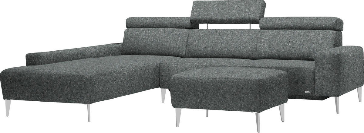 ECKSOFA  in Mikrovelours Grasgrün  205/288 cm  - Alufarben/Naturfarben, Design, Textil (205/288cm) - Sedda