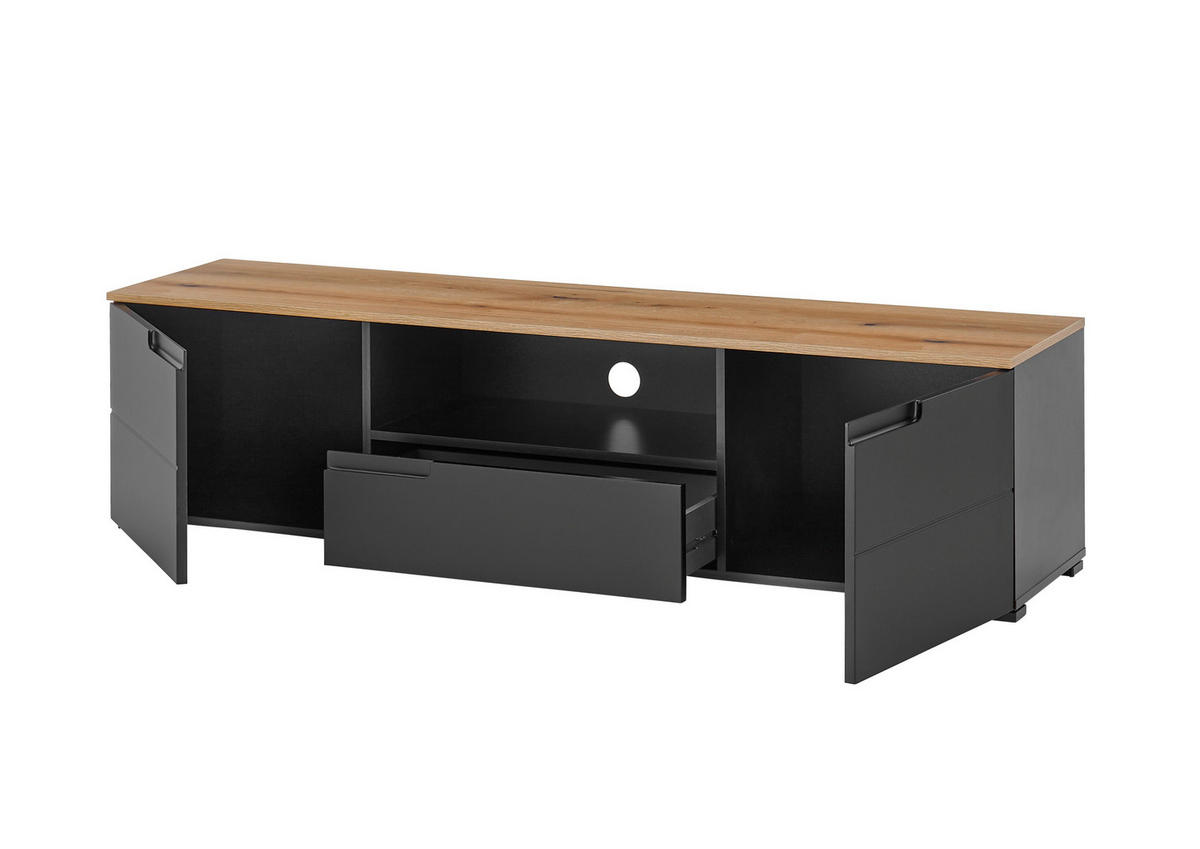 NÍZKA KOMODA, čierna, farba duba, 165/42/40 cm - čierna/farba duba, Design, kompozitné drevo/plast (165/42/40cm) - home24