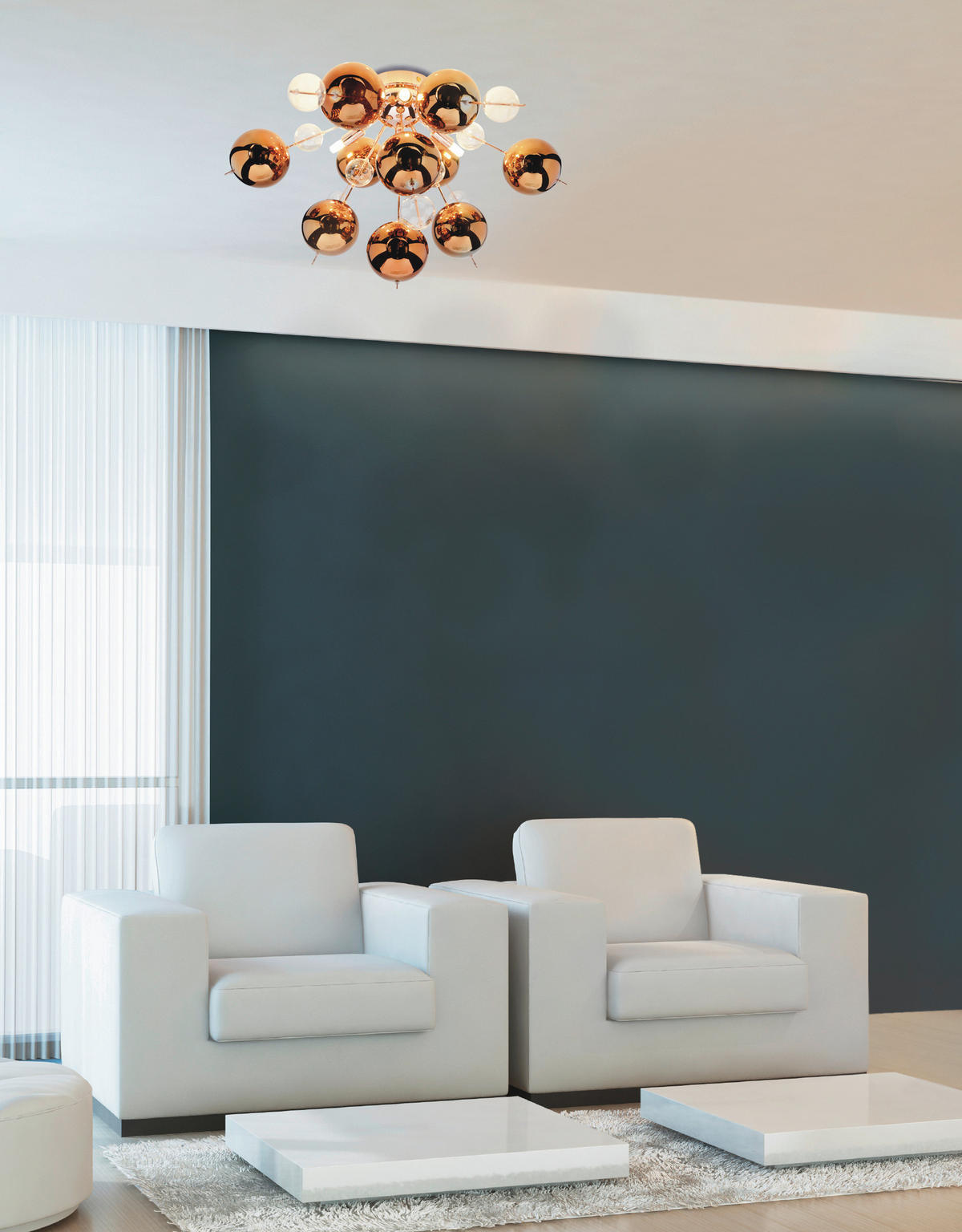 DECKENLEUCHTE  57/38 cm    - Klar/Kupferfarben, Trend, Glas/Metall (57/38cm) - Näve