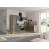 ECKKÜCHE 270/200 cm  in Anthrazit, Eichefarben  - Edelstahlfarben/Eichefarben, Basics, Holzwerkstoff/Metall (270/200cm) - Optifit