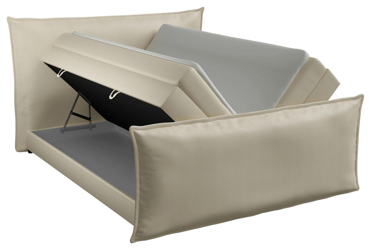 BOXSPRINGBETT 160/200 cm  in Creme  - Creme/Schwarz, MODERN, Textil (160/200cm) - MID.YOU