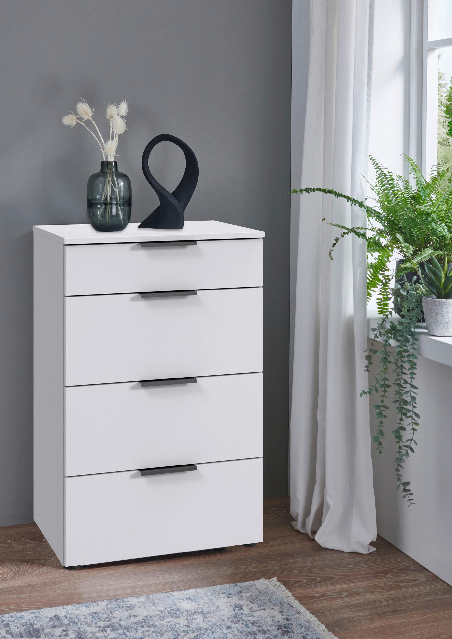 NACHTSCHRANK 54/84/41 cm  - Graphitfarben/Schwarz, Design, Holzwerkstoff/Kunststoff (54/84/41cm) - Boxxx