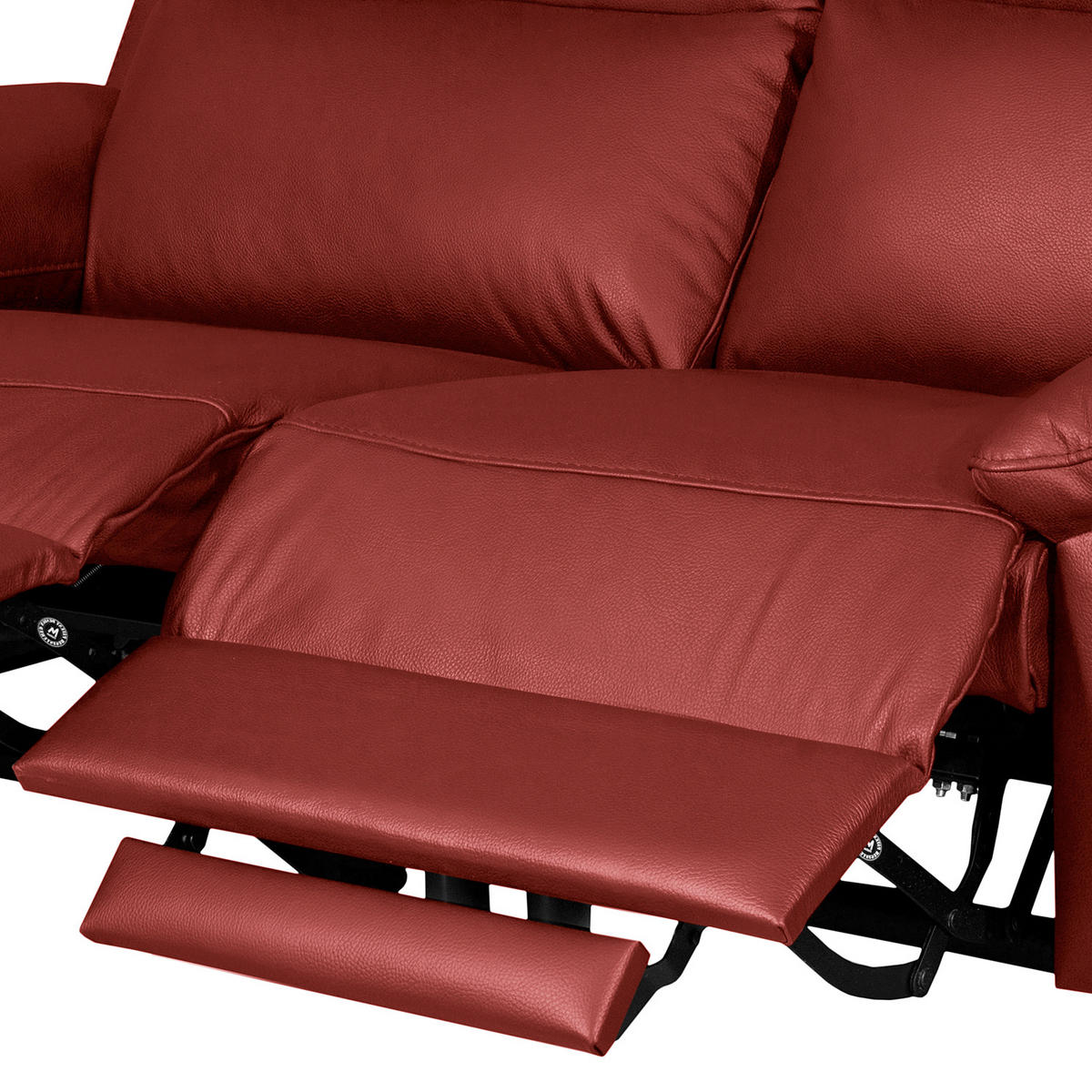 2-SITZER-SOFA 178/95/96 cm PERLE in Echtleder Dunkelrot   - Chromfarben/Dunkelrot, Design, Leder/Metall (178/95/96cm) - Livetastic