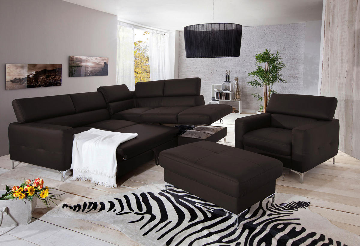 SESSEL Echtleder Dunkelbraun    - Chromfarben/Dunkelbraun, Design, Leder/Metall (99/78-92/106cm) - Livetastic