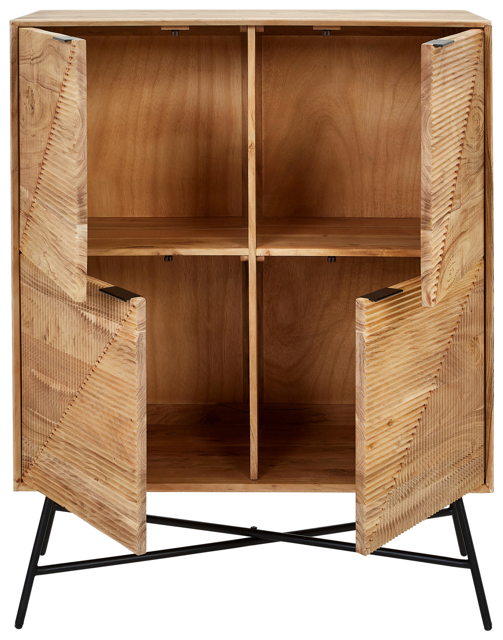 HIGHBOARD  in 105/135/45 cm  - Schwarz/Akaziefarben, Design, Holz/Metall (105/135/45cm) - Ambia Home