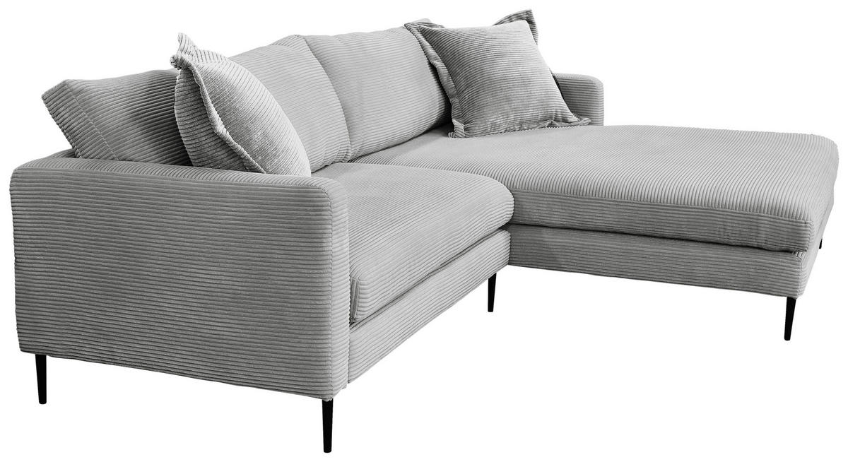 ECKSOFA in Cord Grau  - Schwarz/Grau, Design, Textil/Metall (268/193cm) - P & B