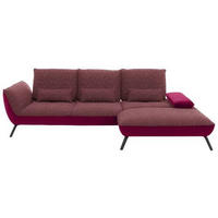ECKSOFA in Flachgewebe Aubergine  301/191 cm  - Aubergine/Schwarz, Design, Textil/Metall (301/191cm) - Moderano