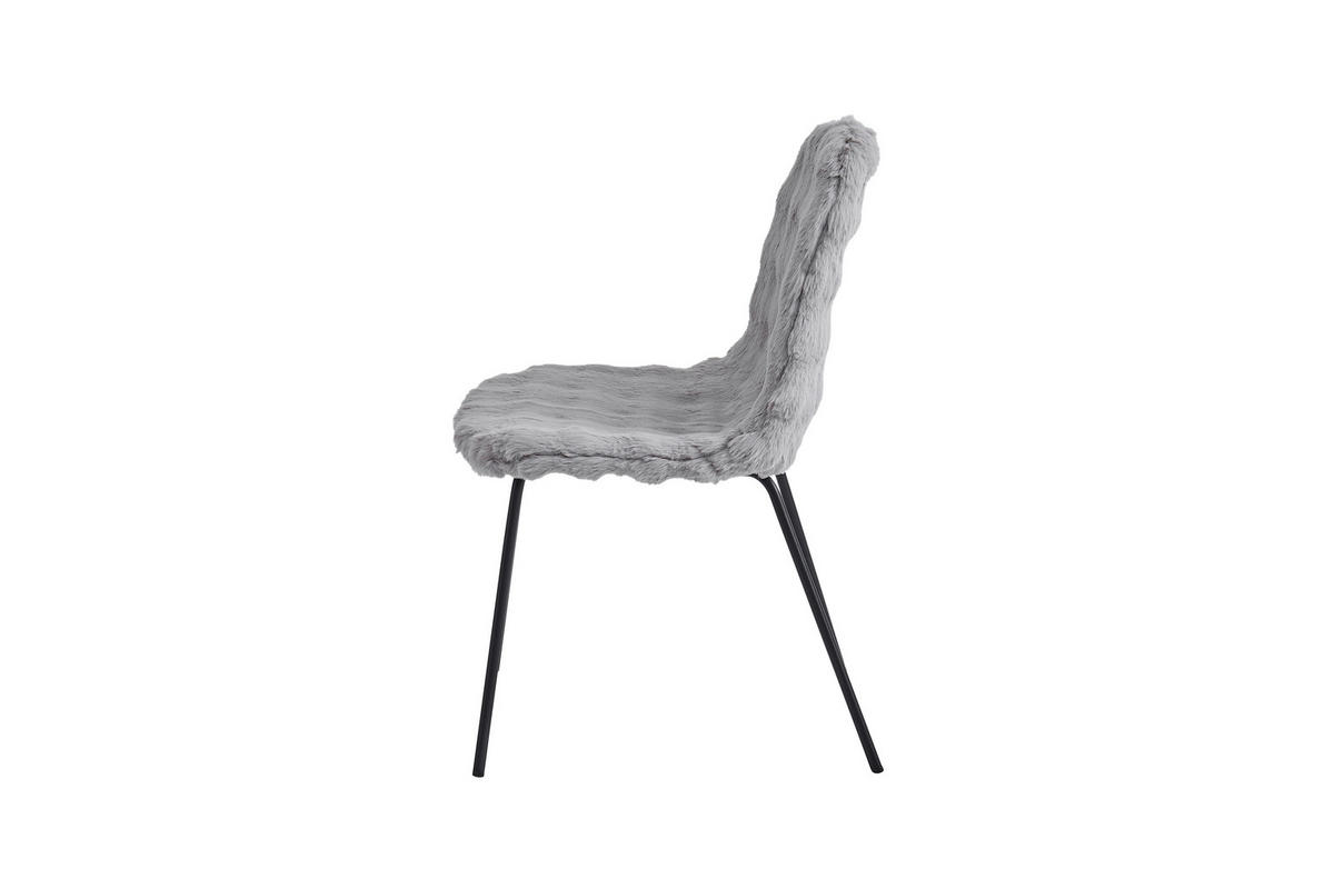 STUHL   Plüsch  Grau  - Schwarz/Grau, Design, Textil/Metall (44/87/53cm) - Milino