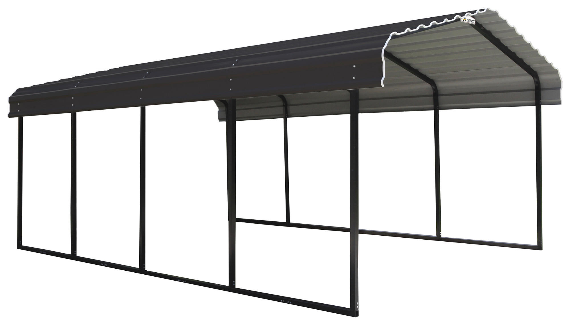 CARPORT 370/260/600 cm Stahl  - Grau, Basics, Metall (370/260/600cm) - Ambia Garden