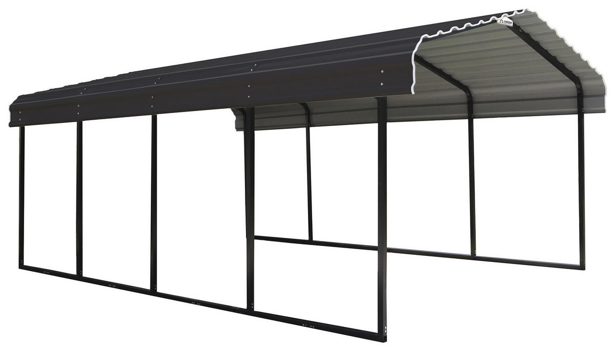 CARPORT 370/260/600 cm Stahl  - Grau, Basics, Metall (370/260/600cm) - Ambia Garden