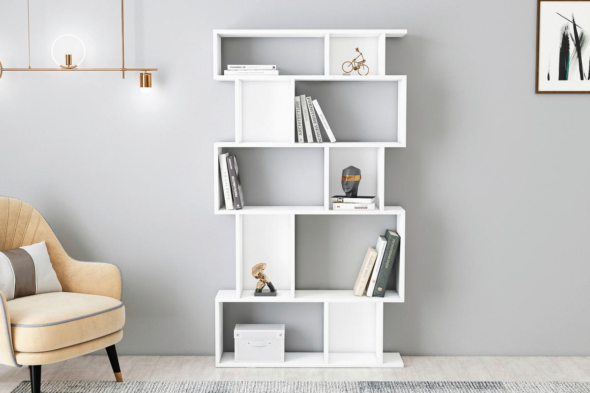 WANDREGAL 90/160/22 cm  - Weiss, Design, Holzwerkstoff (90/160/22cm) - Livetastic