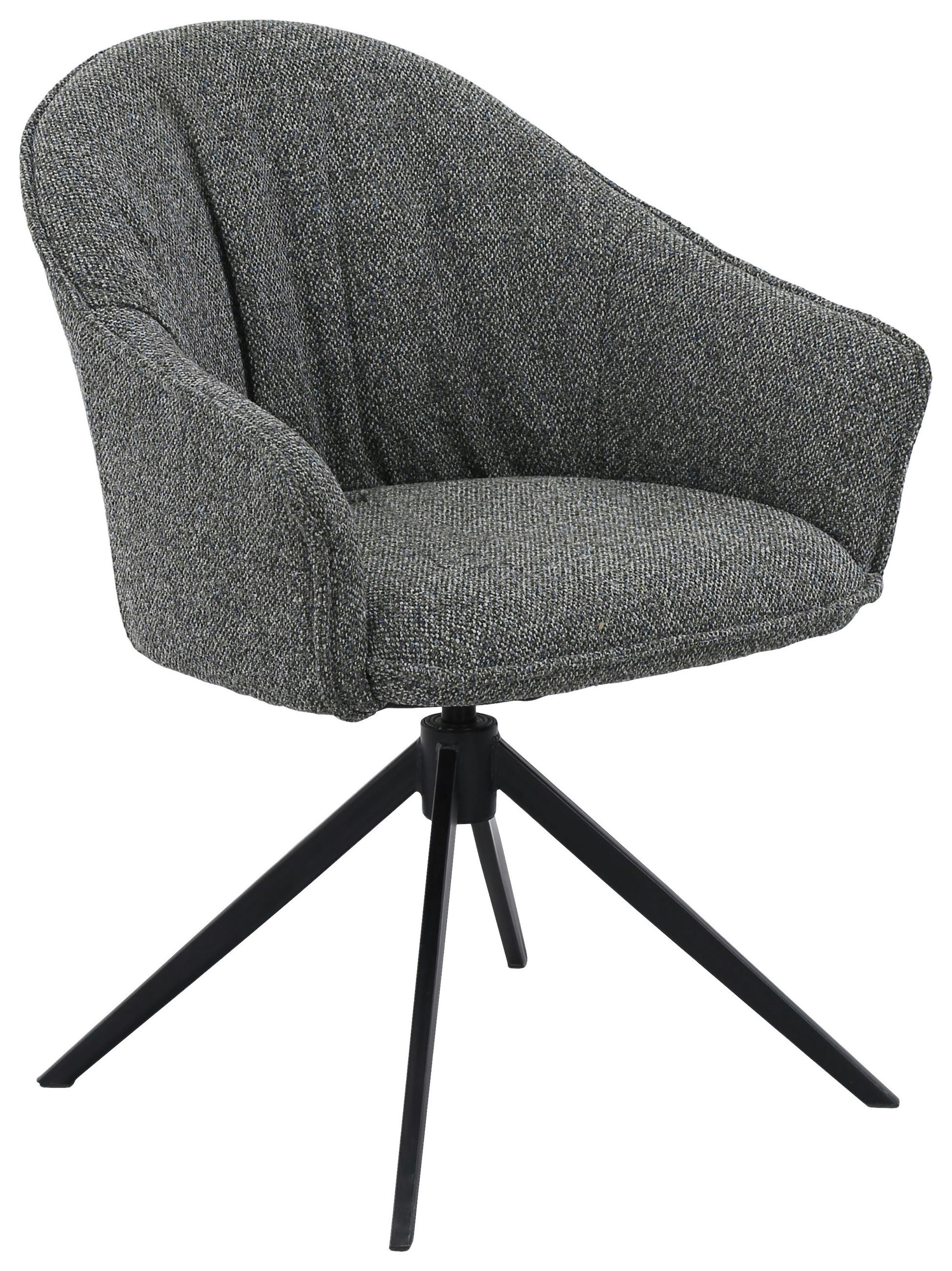 ARMLEHNSTUHL  Sitzfläche 360° drehbar, automatische Rückholfunktion Webstoff  - Dunkelgrün/Schwarz, Design, Textil/Metall (66/83/64cm) - Novel