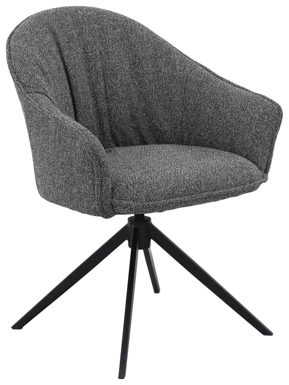 ARMLEHNSTUHL  Sitzfläche 360° drehbar, automatische Rückholfunktion Webstoff  - Dunkelgrün/Schwarz, Design, Textil/Metall (66/83/64cm) - Novel