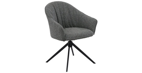 ARMLEHNSTUHL  Sitzfläche 360° drehbar, automatische Rückholfunktion Webstoff  - Dunkelgrün/Schwarz, Design, Textil/Metall (66/83/64cm) - Novel