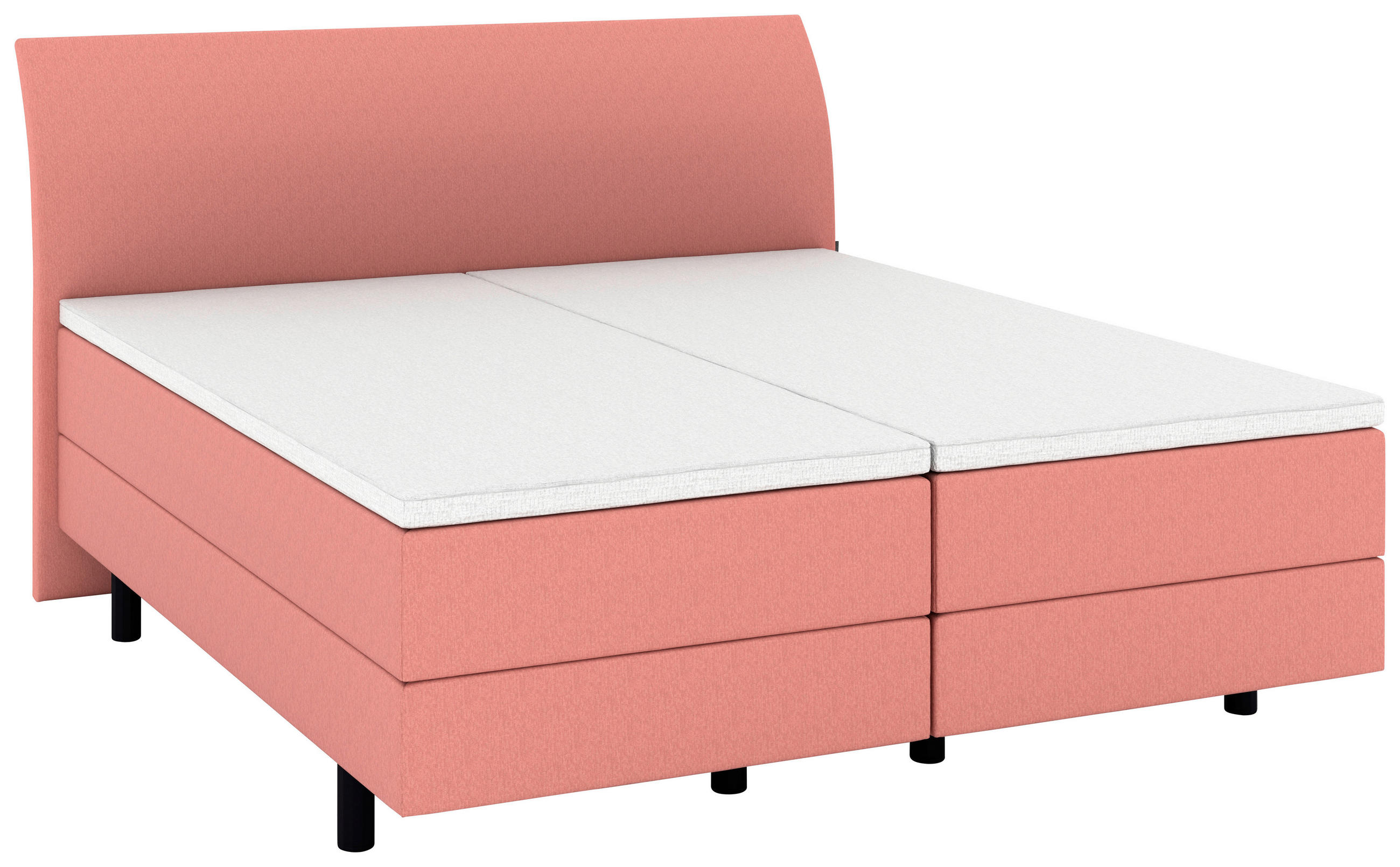 BOXSPRINGBETT 180/200 cm,  in Koralle, gepolstertes Kopfteil, Topper, Matratzen, H4 + H4 = sehr fest  - Koralle/Schwarz, KONVENTIONELL, Kunststoff/Textil (180/200cm) - Musterring