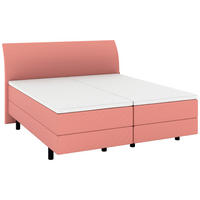 BOXSPRINGBETT 180/200 cm,  in Koralle, gepolstertes Kopfteil, Topper, Matratzen, H4 + H4 = sehr fest  - Koralle/Schwarz, KONVENTIONELL, Kunststoff/Textil (180/200cm) - Musterring