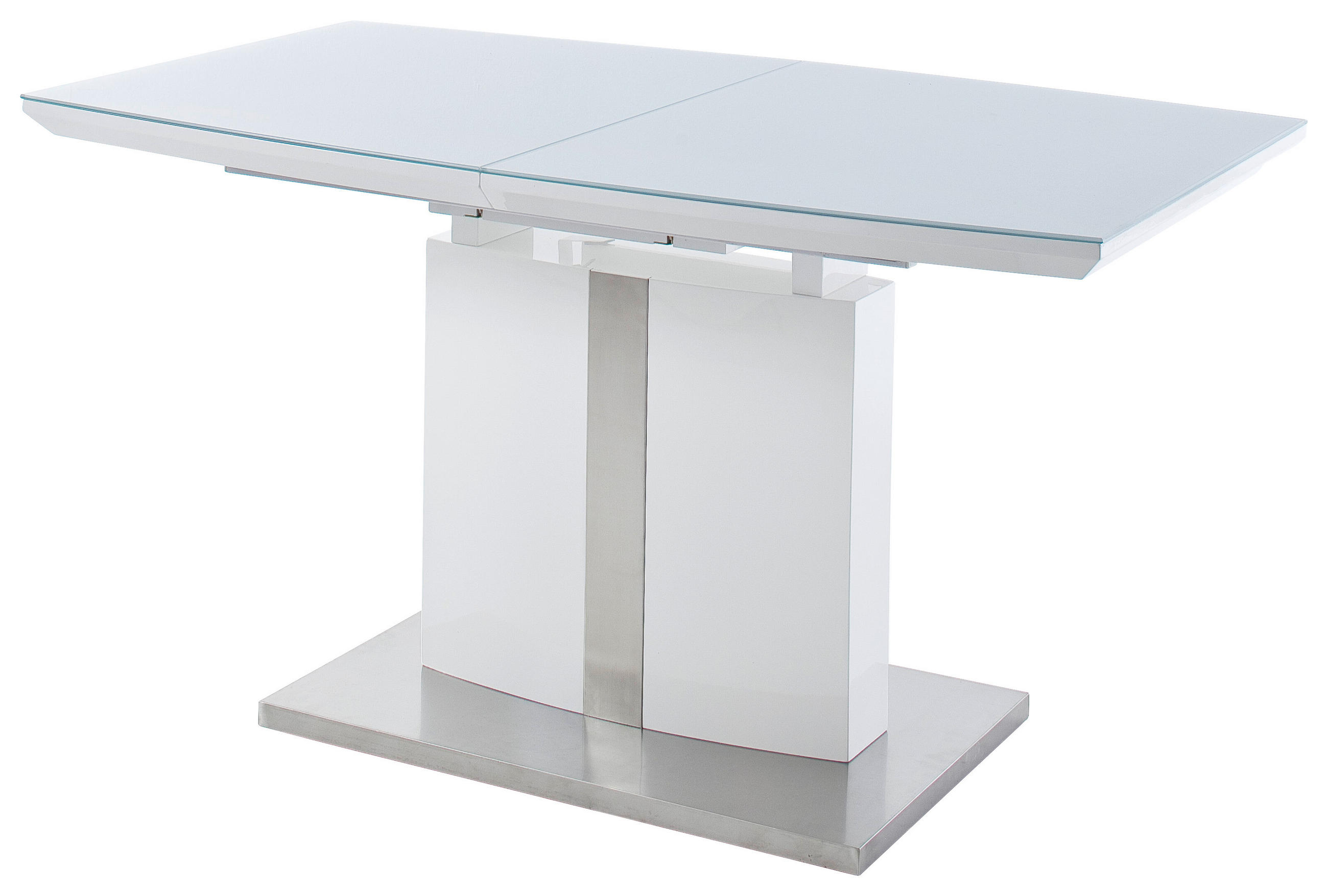 ESSTISCH in Metall, Glas, Holzwerkstoff 140-180/80/76 cm  - Weiß, Design, Glas/Holzwerkstoff (140-180/80/76cm) - Livetastic