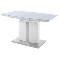 ESSTISCH in Metall, Glas, Holzwerkstoff 140-180/80/76 cm  - Weiß, Design, Glas/Holzwerkstoff (140-180/80/76cm) - Livetastic
