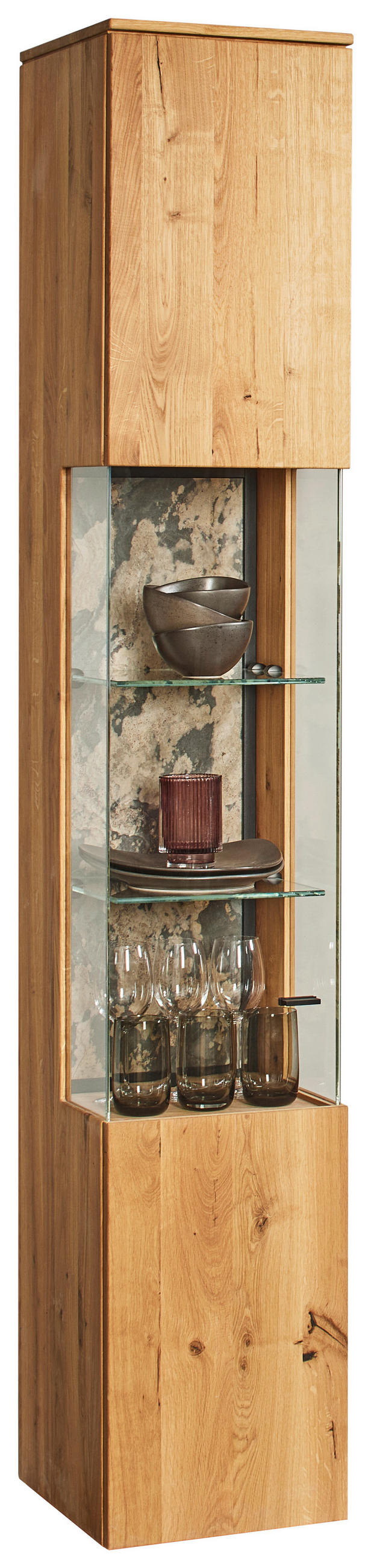 VITRINE Eichefarben  35/205,7/39,5 cm  - Eichefarben/Schwarz, Natur, Glas/Holz (35/205,7/39,5cm) - Valnatura