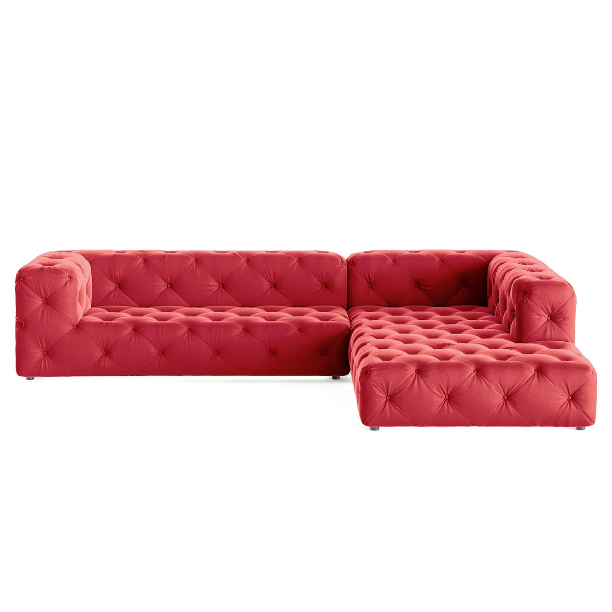 ECKSOFA Fresco Rot Samt  - Rot/Schwarz, Design, Kunststoff/Textil (325/228cm) - P & B