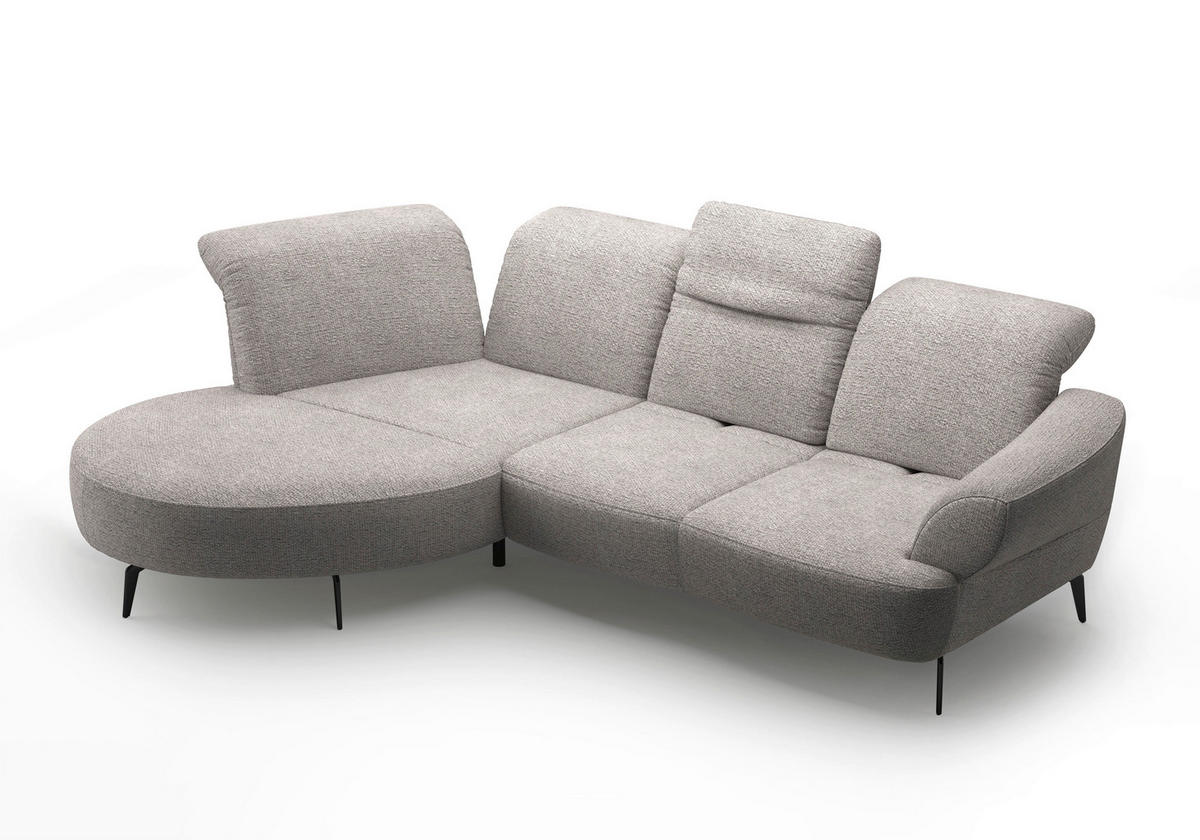 ECKSOFA in Chenille Silberfarben  - Silberfarben/Schwarz, Modern, Textil/Metall (208/313cm) - Sit & More