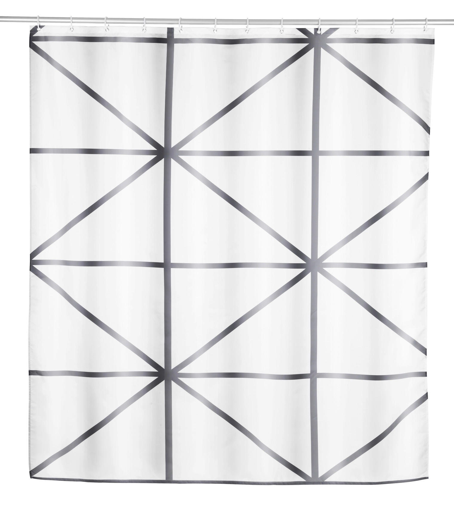 DUSCHVORHANG 200/180 cm  - Weiß/Grau, KONVENTIONELL, Kunststoff (200/180cm) - Schöner Wohnen