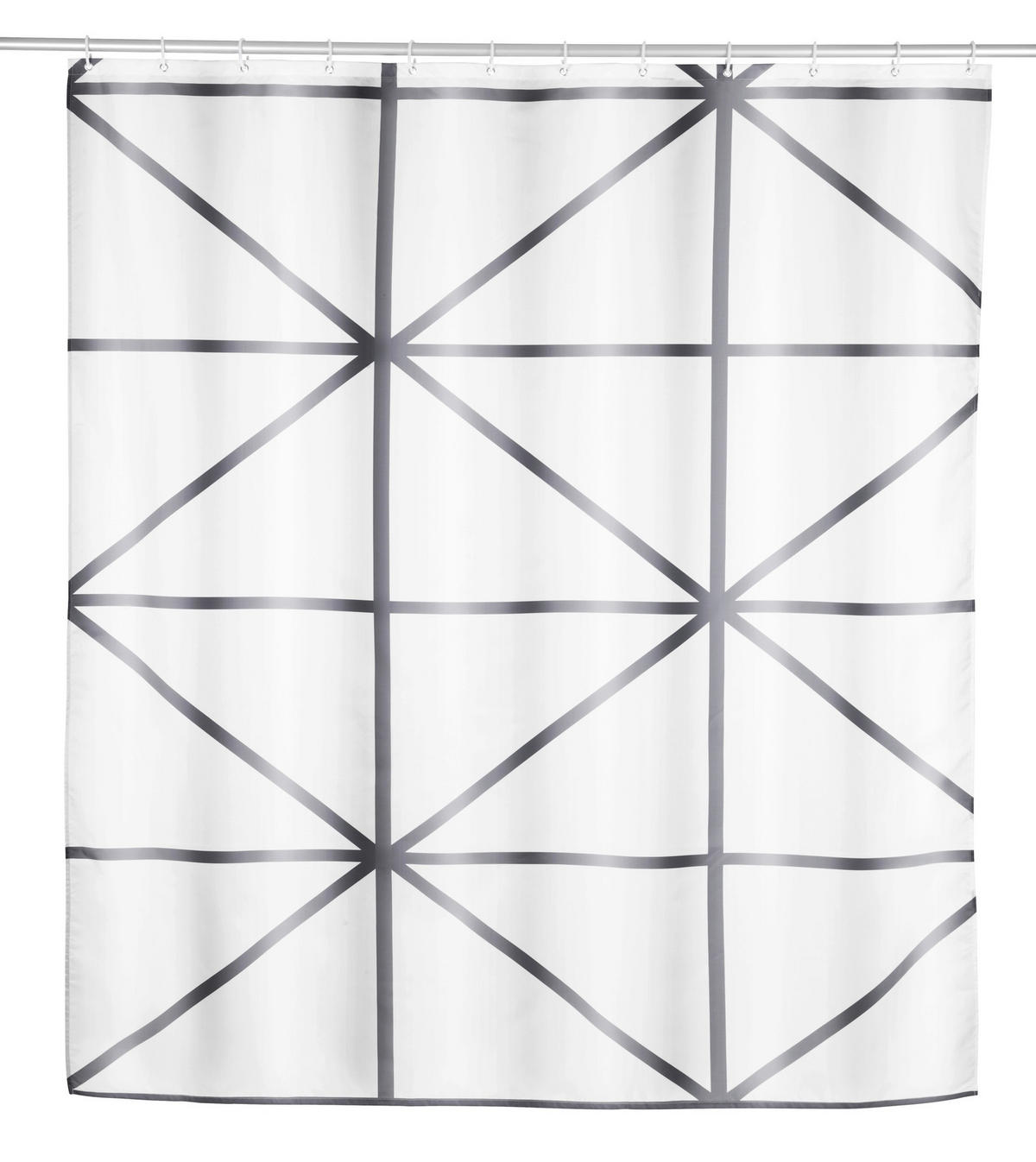 DUSCHVORHANG 200/180 cm  - Weiß/Grau, KONVENTIONELL, Kunststoff (200/180cm) - Schöner Wohnen
