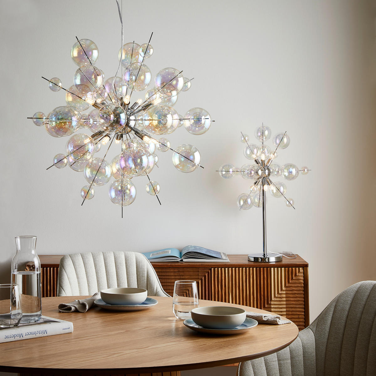 HÄNGELEUCHTE Explosion 65/150 cm   - Chromfarben, Trend, Glas/Metall (65/150cm) - Näve