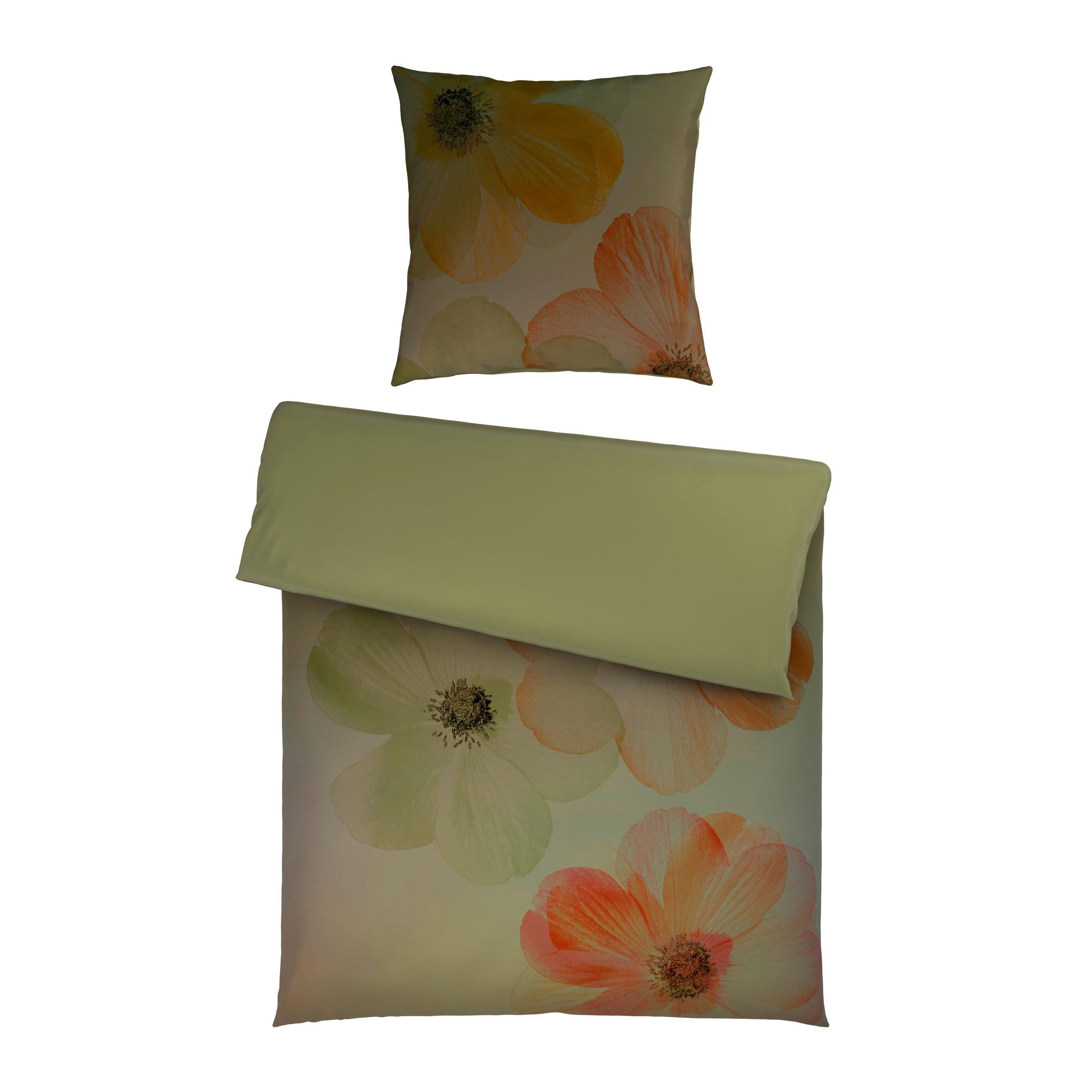 WENDEBETTWÄSCHE Satin 155/220 cm  - Grün, Textil (155/220cm) - Novel