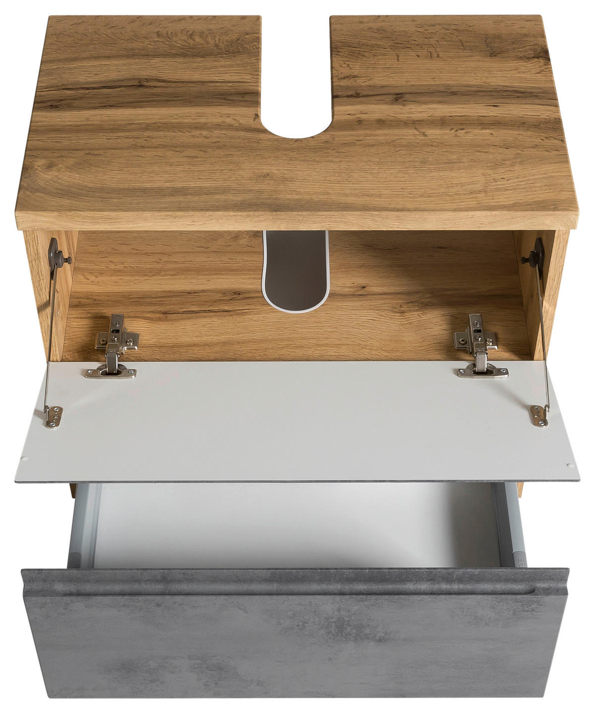 WASCHBECKENUNTERSCHRANK 60/56/35 cm  - Eiche Wotan/Hellgrau, Modern, Holzwerkstoff (60/56/35cm) - Held