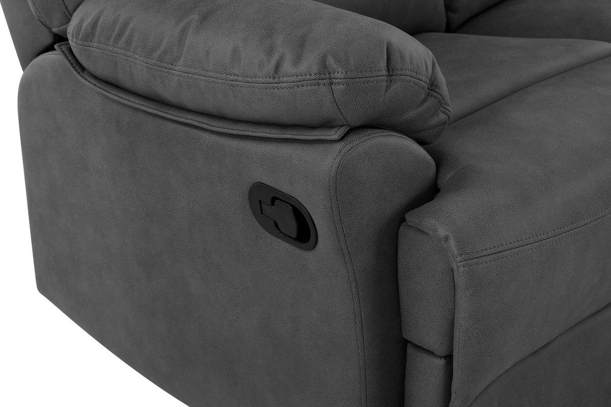 SITZGARNITUR Mikrofaser Grau  - Schwarz/Grau, KONVENTIONELL, Textil/Metall - Livetastic