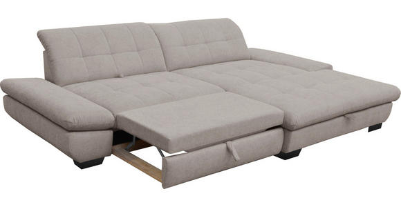 ECKSOFA in Mikrofaser Hellgrau  - Hellgrau/Schwarz, Design, Textil/Metall (290/198cm) - Xora