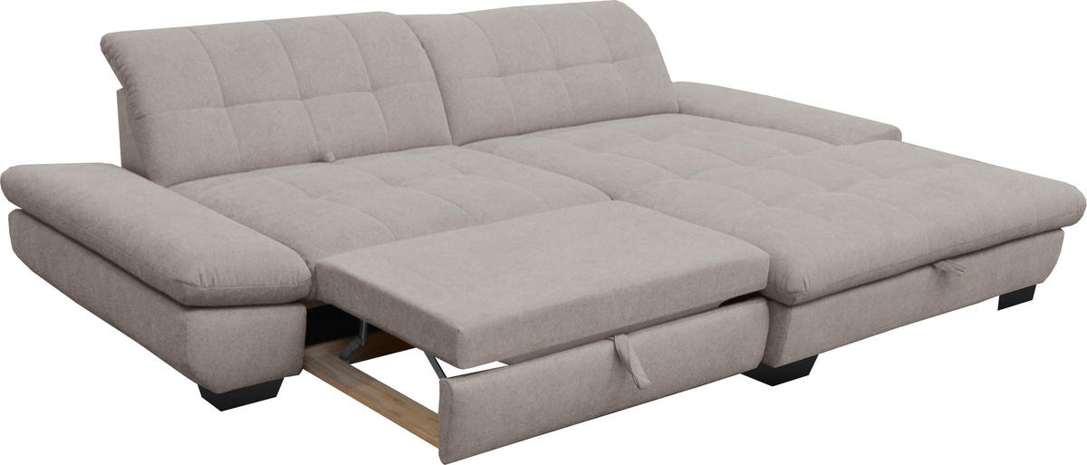 ECKSOFA in Mikrofaser Hellgrau  - Hellgrau/Schwarz, Design, Textil/Metall (290/198cm) - Xora