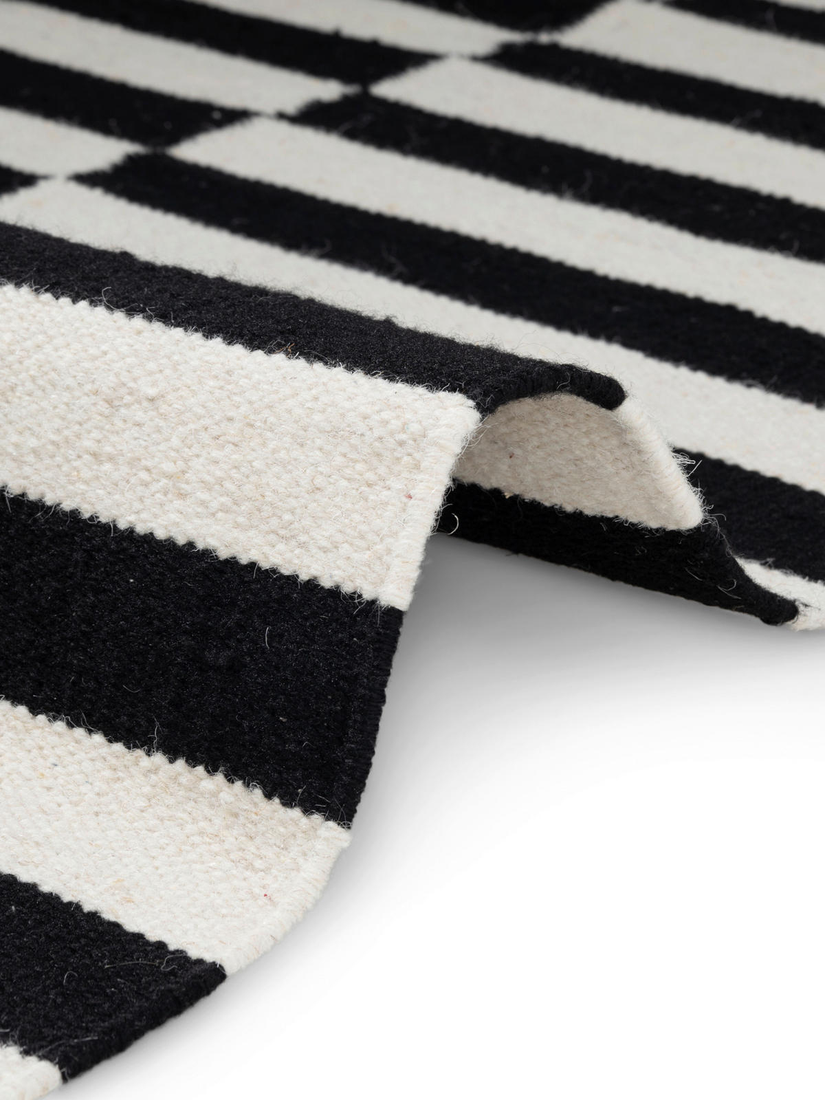 HANDWEBTEPPICH 80/150 cm Donna Schwarz, Weiß  - Schwarz/Weiß, Basics, Textil (80/150cm)