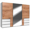 SCHWEBETÜRENSCHRANK in Eichefarben, Weiss  - Chromfarben/Weiss, Modern, Holzwerkstoff (300/216/65cm) - MID.YOU